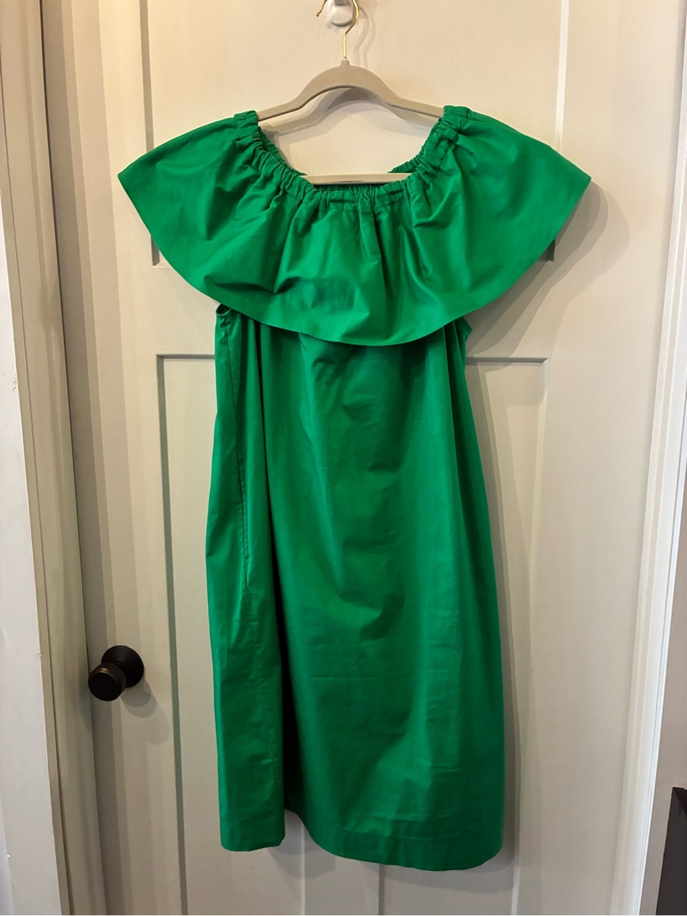 Off-Shoulder Ruffle Mini Dress - Green